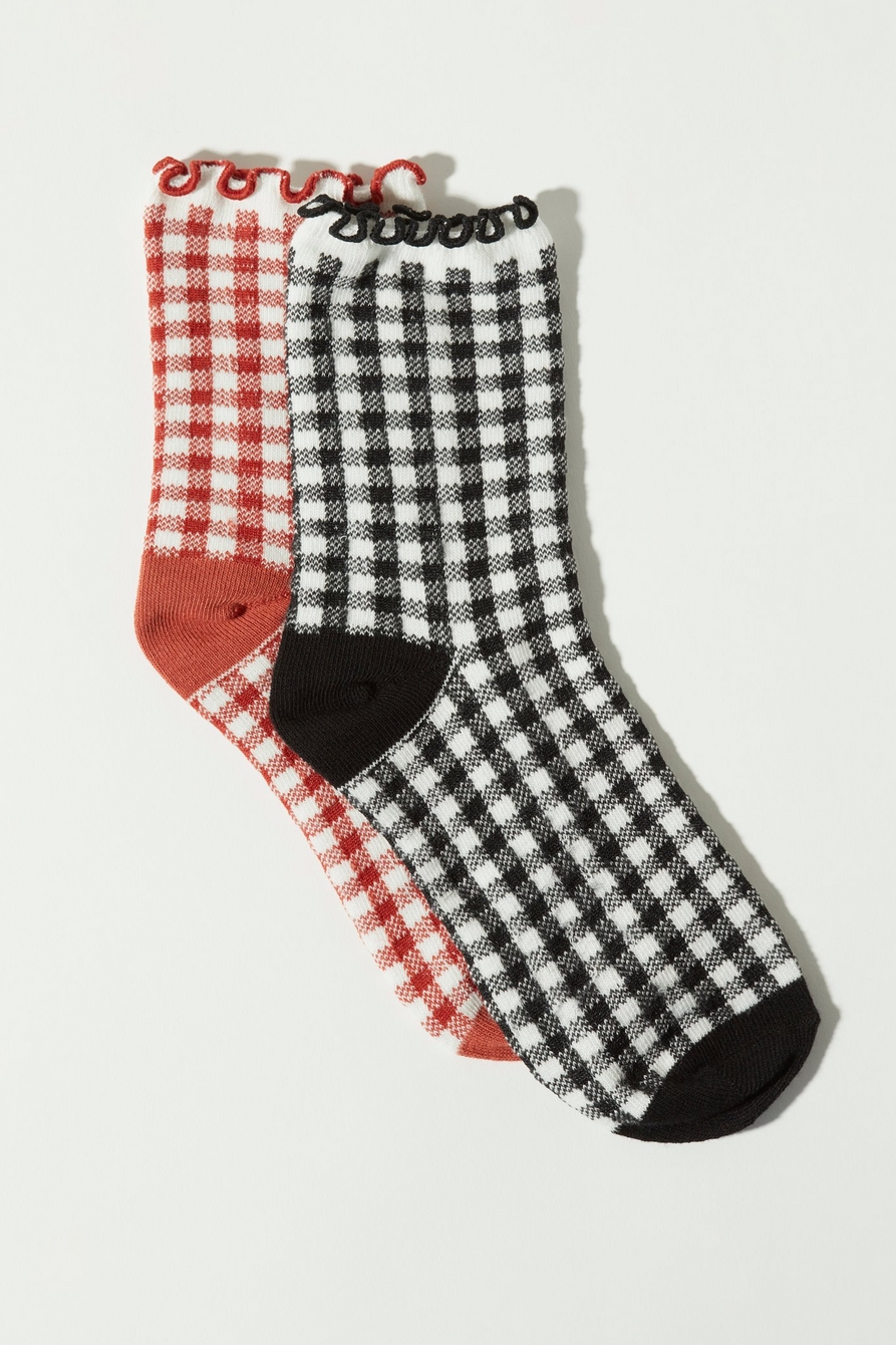 gingham ruffle crew sock